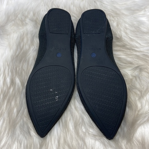 Rothy's The Point Black/Blue Trim Ballet Flats Sz 9 - Picture 6 of 9